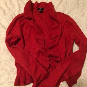 H&M Red Ruffle Cardigan